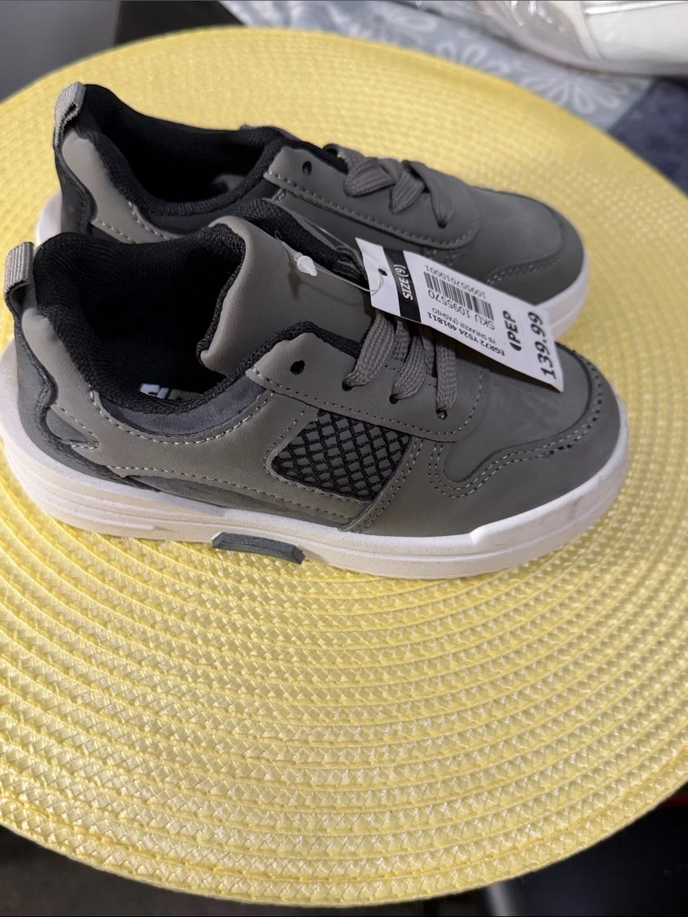Kids Casual Gray Lace-Up Sneakers with White Sole
